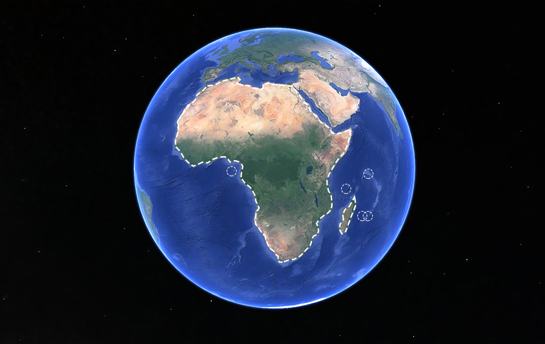 World globe showing Africa